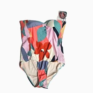 NWT Laundry by Shelli Segal Women's Medium 1 Piece Swimsuit Colorful Floral